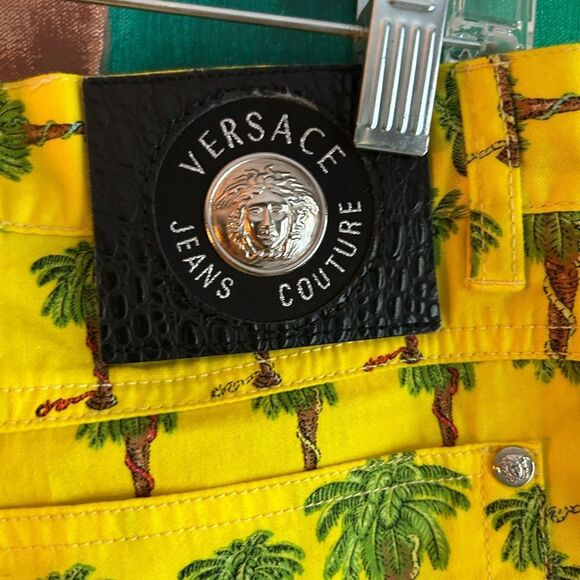 Vintage 90s Versace Jeans Couture Palm Tree Garden Of Eden Snakes jeans - Picture 8 of 16